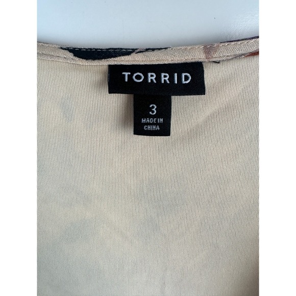 Torrid Mini Gauze Lace-Up Skater Dress Bell Sleeve Floral Plus Size 3 3X Boho - Picture 3 of 16